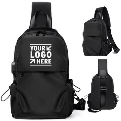 Compact Nylon Crossbody Sling with Charging Feature