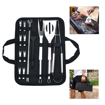 Portable BBQ Grill 16-piece Tool Set with Carrying Bag