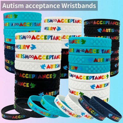 Autism Awareness Silicone Bracelet Colorful Puzzle Pieces Inspirational Rubber Wristband