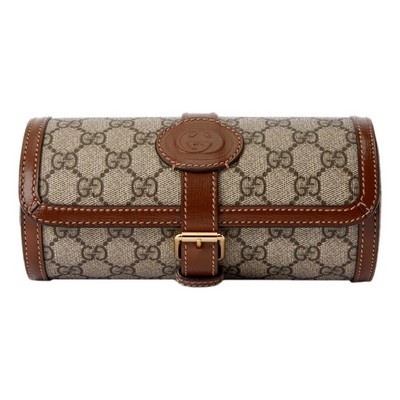 Gucci GG Supreme Canvas Leather Beige Brown Watch Case