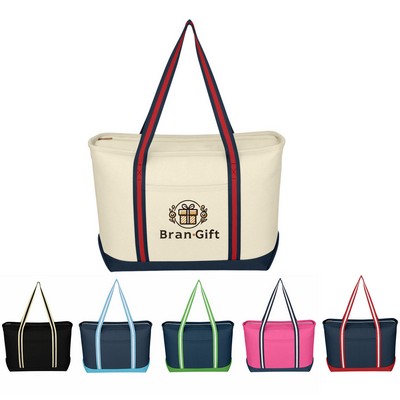 24 oz. Large Cotton zipper Admiral Tote Bag