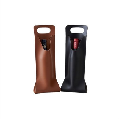 Single Bottle PU Leather Wine Tote Bag, Hollow Out Design Wine Gift Storage Pouch