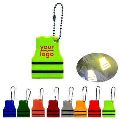 Safety Vest Shaped Reflective Keychain Luminous Key Rings