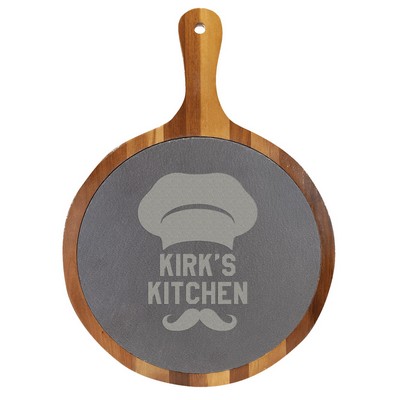Acacia Wood and Slate Serving Board - Premium Entertaining Piece