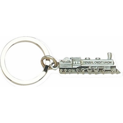 Old Train Locomotive Key Tag & Key Ring