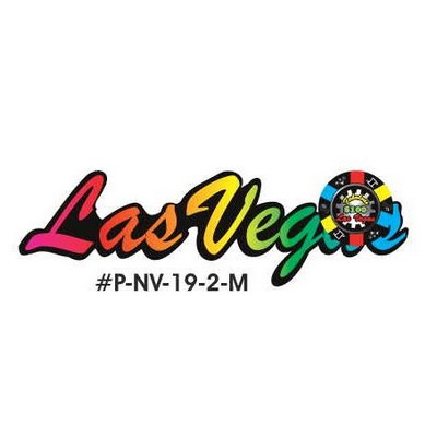 Las Vegas w/ Poker Chip Promotional Magnet w/ Strip Magnet (2 Square Inch)