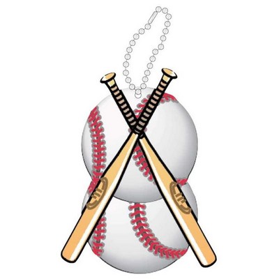 Baseballs & Bats Promotional Key Chain w/ Black Back (2 Square Inch)