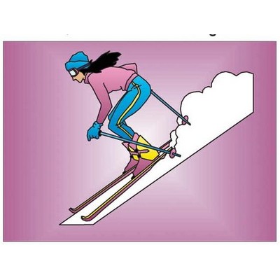 Female Skier Rectangle Badge w/ Bar Pin (2" x 3")