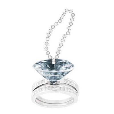 Diamond Ring Promotional Key Chain w/ Black Back (3 Square Inch)