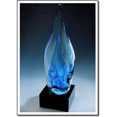 Flame Art Glass Sculpture w/o Marble Base (4"x9")