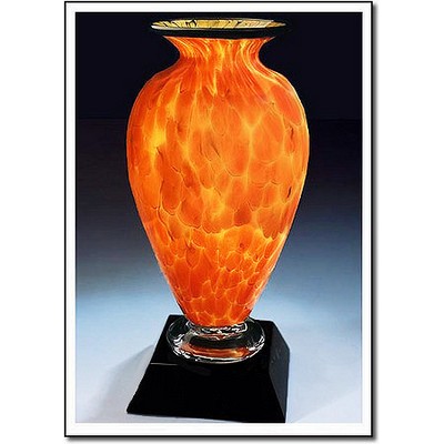 Fireblaze Mercury Art Glass Vase w/ Marble Base (3.75"x7")