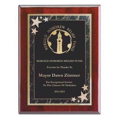 Plaque - 8" X 10" Wall Plaque w/ Black Corner Star Plate (6"x8")