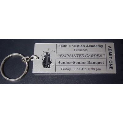 Ticket Style 3.75"x1.5" Aluminum Key Tag w/rounded corners and a screen printed imprint. USA