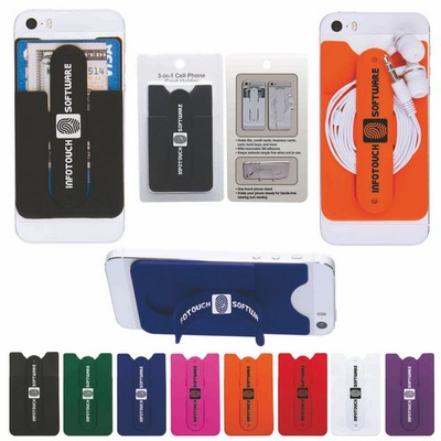 3-in-1 Cell Phone Card Holder w/Packaging