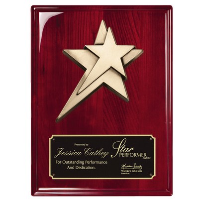 Rosewood Piano Finish Plaque, Star, 8x10"