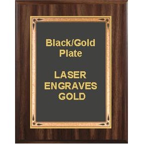 Walnut Plaque 7" x 9" - Black/Gold 5" x 7" Teardrop Plate