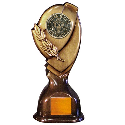 Stock Classic 10" Trophy with 2" US Air Force Coin and Engraving Plate