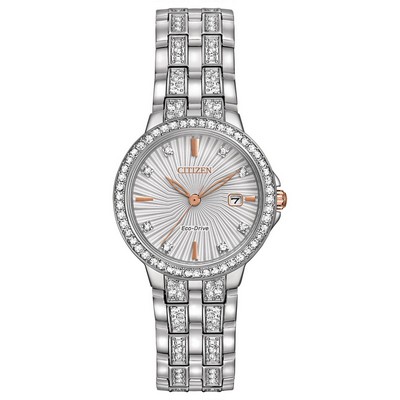 Citizen® Ladies' Silhouette Crystal Eco-Drive SS Watch W/ Two-Tone Dial & Swarovski® Crystals