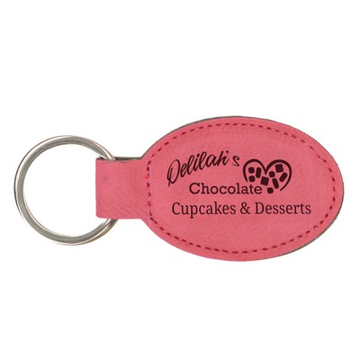 Leatherette Oval Keychain (Pink)