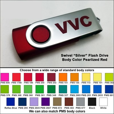 Swivel Flash Drive - 2 GB Memory - Body Pearlized Red