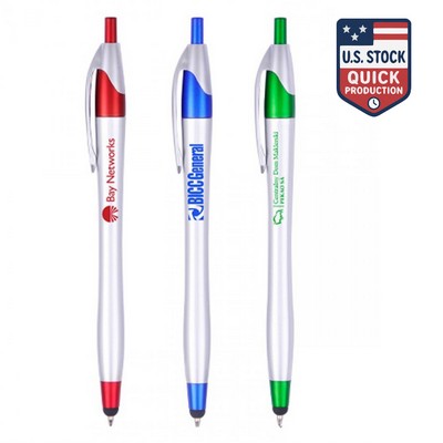 Retractable ballpoint pen with stylus