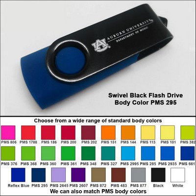 Swivel Black Flash Drive - 32 GB Memory - Body PMS 295