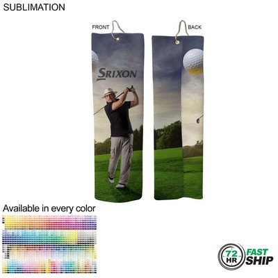 72Hr Fast Ship- Microfiber Dri-Lite Terry Golf Towel, Trifold Grommet & Hook, Sublimated