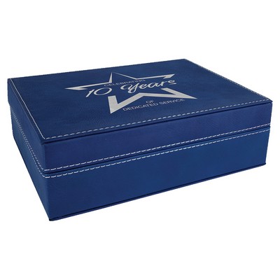 Engraved Faux Leather Gift Box, Blue, 8"(L) x 6 3/8"(W) x 2"(H)