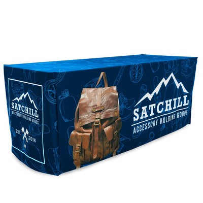 Sublimated PREMIUM Box Style Fitted Table Cloth, 8' Table, Premium Fabric, 4 sided, Closed back