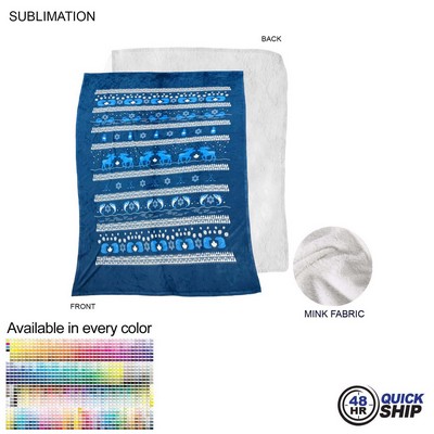 48 Hr Quick Ship-Plush and Cozy Mink Flannel Fleece Blanket, Sublimated Edge to Edge 1 Side 60"x80"