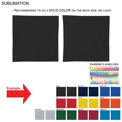 Colored Sublimated Bandana, Sublimated Edge to Edge 2 sides, Available In Every Color (22"x22")