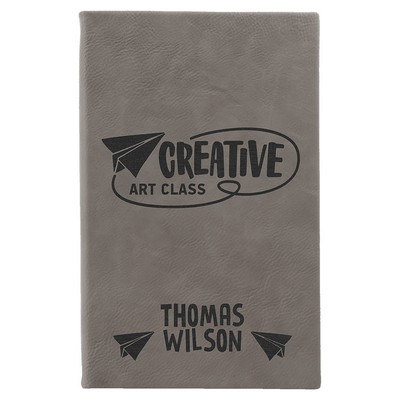 5 1/4" x 8 1/4" Gray Leatherette Sketch Book-Unlined Paper