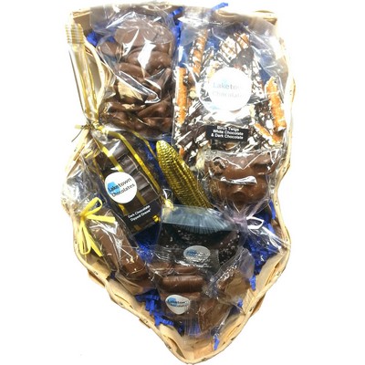 Large Illinois State Shaped Wooden Gift Basket