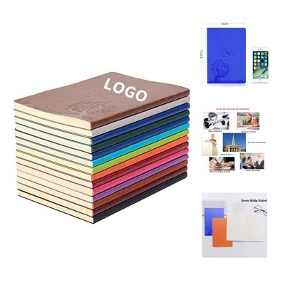 5.63 x 8.07" 64 Sheets 128 Pages A5 Size Writing Journal Notebook PU Leather Colorful Journals