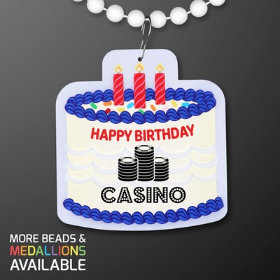 Birthday Cake Medallion with Beaded Necklace (NON-Light Up) - PRINTED