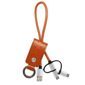 PU Leather 3-in-1 Micro USB/Type C Charging Cable