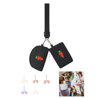 Dual Pouch Wristlet Keychain Wallet