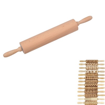18" Long Wood Beech Rolling Pin With Handles For Baking