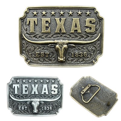 Custom 3D Die Cast TEXAS Belt Buckle (3 1/2" x 3 1/2")