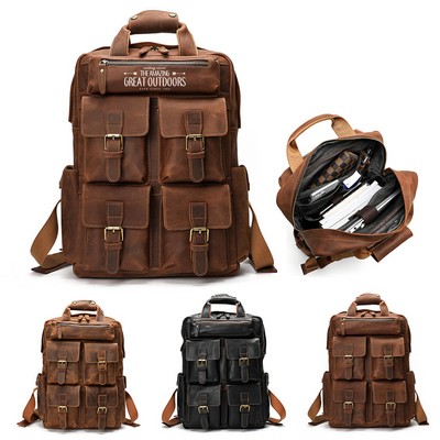 Versatile Leather Travel Backpack