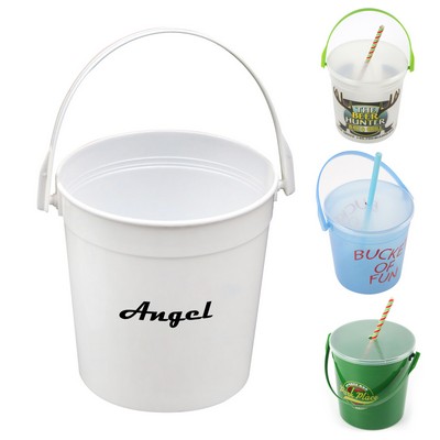 32 Oz Full Color Plastic Punch Pail Drink Bucket
