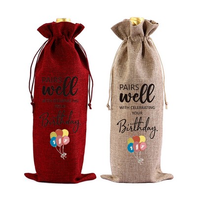 Burlap Wine Bag With Drawstring