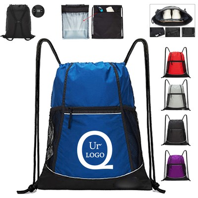 14.57X17.5" Nylon Drawstring Backpack
