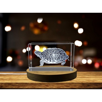 Desert Box Turtle 3D Engraved Crystal Award - Exquisite Reptile Artwork