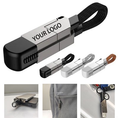 Portable Magnetic Keyring 4" 1 USB Charger Data Cord