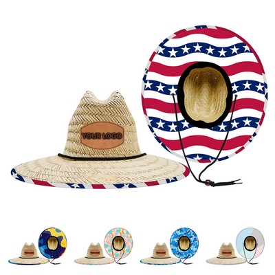 MOQ 25 Custom Straw Hat w/ Full Color Underbrim Print