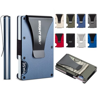 Slim Metal Card Holder Wallet with Money Clip Blocking