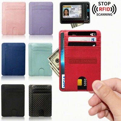 Slim Minimalist Front Pocket RFID Blocking Leather Wallets