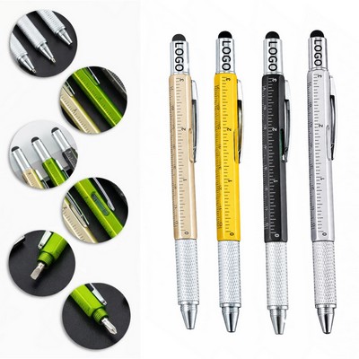 6-in-1 Multifunctional Pen with Screwdriver, Ruler, Level and Stylus