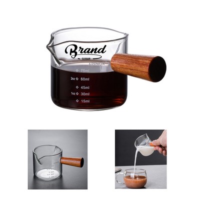Double Spout Coffee Measuring Pitcher with Wood Handle